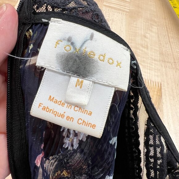 Foxiedox Juniper Floral Lace Trim Mini Dress Navy Blue Size Medium - Picture 10 of 13